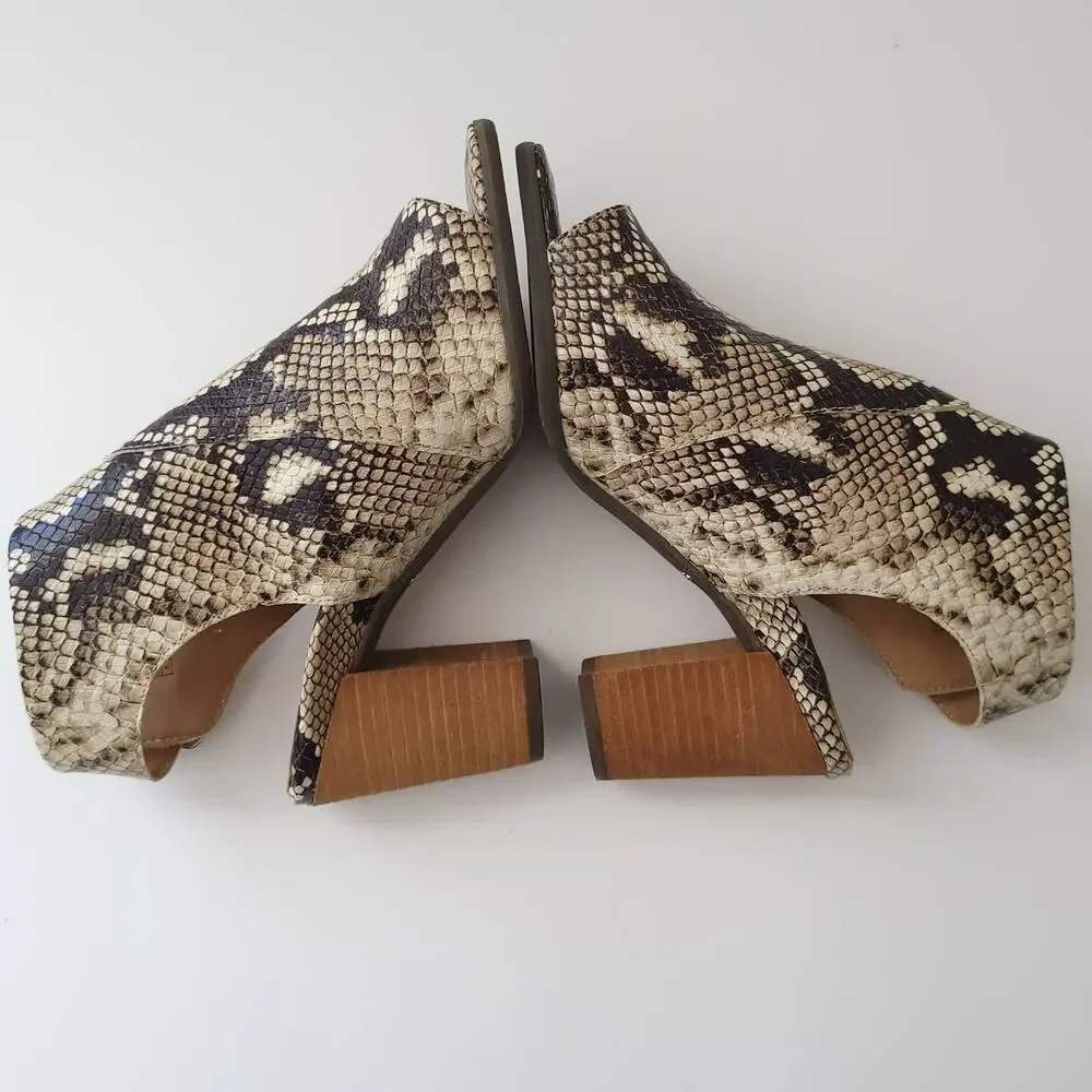 Vionic Blakely Heels Slingback Open Toe Snakeskin Embossed Neutrals Women 6